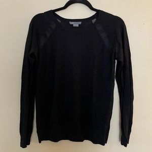 Vince Black Sweater with Fine Mesh Detail Small